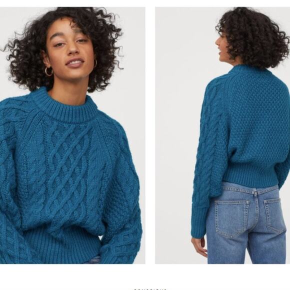 H&M Wool CHUNKY Cable Knit Boxy sweater - S - Picture 1 of 8